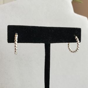 Sterling Bead Hoop Earrings 925